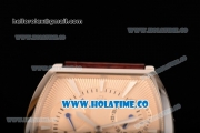 Vacheron Constantin Malte Tourbillon Power Reserve Swiss Tourbillon Manual Winding Steel Case with Beige Dial Stick Markers and Brown Leather Strap