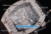 Richard Mille RM010 Miyota 9015 Automatic Steel/Diamonds Case with Skeleton Dial and Numeral Markers