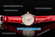 Rolex Cellini Time Asia 2813 Automatic Steel Case with White Dial Red Leather Strap and Stick Markers
