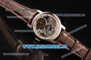 Vacheron Constantin Traditionelle Minute Repeater Tourbillon Swiss Tourbillon Manual Winding Steel Case with Gray Dial Steel Bezel and Brown Leather Strap