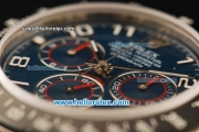 Rolex Daytona Chronograph Swiss Valjoux 7750 Automatic Movement Steel Case with Blue Dial and Black Bezel-Steel Strap