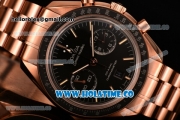 Omega Speedmaster Moonwatch Co-Axial Chrono Clone Omega 9300 Automatic Rose Gold Case/Bracelet with Black Bezel and Stick Markers (EF)