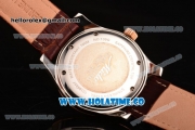 Mido Commander Miyota Quartz Steel Case with Rose Gold Bezel and White Dial