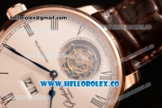 Glashutte Senator Meissen Tourbillon Swiss Tourbillon Automatic Rose Gold Case with White Dial and Brown Leather Strap