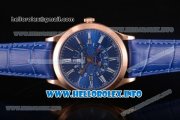 Patek Philippe Grand Complications Perpetual Calendar Miyota Quartz Rose Gold Case with Blue Dial and White Roman Numeral Markers