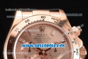 Rolex Cosmograph Daytona Swiss Valjoux 7750 Automatic Rose Gold Case with Rose Gold Dial and Stick Markers Black Leather Strap (BP)