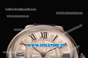 Cartier Ballon Bleu De Small Swiss Quartz Steel Case with White Dial Black Roman Numeral Markers and Blue Leather Strap