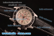 Breitling Superocean Chronograph Miyota Quartz Steel Case with White Dial and Black Leather Strap