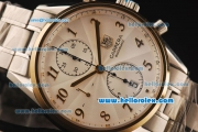 Tag Heuer Carrera Swiss Valjoux 7750 Automatic Steel Case with Rose Gold Bezel and White Dial