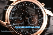 Vacheron Constantin Malte Asia ST25 Automatic Rose Gold Case with Black Leather Strap and Black Dial