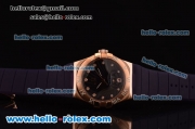 Omega Constellation Swiss ETA Quartz Rose Gold Case with Purple Dial and Purple Rubber Strap