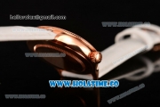 Rolex Cellini Time Asia 2813 Automatic Rose Gold Case with Beige Dial White Leather Strap and Stick Markers