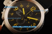 U-BOAT Italo Fontana Flightdeck Working Chronograph Quartz with Black Dial and Yellow Number Marking-Small Calendar