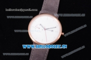Greyhours Essential Miyota Quartz Rose Gold Case with White Dial Stick Markers and Grey Leather Strap