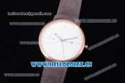 Greyhours Essential Miyota Quartz Rose Gold Case with White Dial Stick Markers and Grey Leather Strap