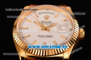 Rolex Day-Date Asia 2813/Swiss ETA 2836/Clone Rolex 3135 Automatic Yellow Gold Case with Stick Markers and White Dial (BP)