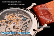 Patek Philippe Grand Complication Swiss Valjoux 7750 Manual Winding Steel Case with White Dial and Brown Leather Strap