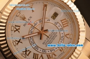 Rolex Sky-Dweller Asia 2813 Automatic Gold Case/Strap with Grey Dial and Roman Numeral Hour Markers