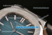 Patek Philippe Nautilus Miyota 9015 Automatic Steel Case with White Stick Markers and Blue Dial (BP)