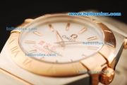 Omega Constellation Swiss ETA Quartz Movement Rose Gold Bezel with Opalescent Dial and Rose Gold Stick Markers - Lady Model