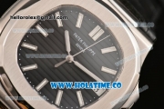 Patek Philippe Nautilus Miyota 9015 Automatic Steel Case with White Stick Markers and Black Dial (BP)