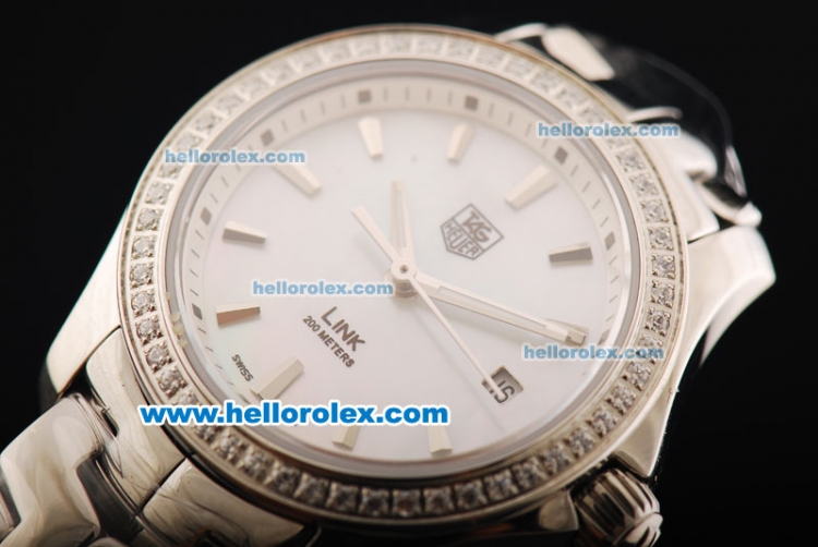 Tag Heuer Link 200 Meters Swiss Quartz Movement Full Steel with White MOP Dial and Stick Markers-Lady Model - Click Image to Close