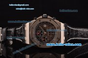 Audemars Piguet Royal Oak Offshore Grey Themes Chrono 12@Sec Swiss Valjoux 7750 Automatic Titanium Case with Black Leather Strap Black Dial 1:1 Original