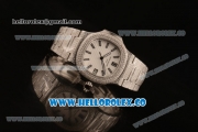 Patek Philippe Nautilus Miyota 9015 Automatic Diamonds/Steel Case with White Dial and Stick Markers (AAAF)