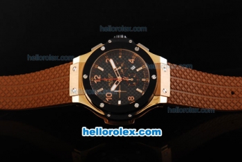 Hublot Big Bang Chronograph Quartz Movement PVD Bezel Rose Gold Case and Marking with Black Dial