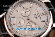 Patek Philippe Grand Complications Asia 2813 Automatic Steel Case with Black Leather Strap and White Dial