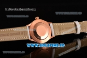 Rolex Cellini Time Asia 2813 Automatic Rose Gold Case with Beige Dial White Leather Strap and Stick Markers