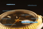 Rolex Datejust II Swiss ETA 2836 Automatic Full Steel with Yellow Gold Bezel and Black Dial-Roman Markers/Two Tone Strap