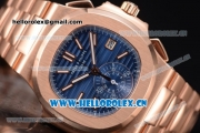 Patek Philippe Nautilus Clone PP 315 Automatic Rose Gold Case/Bracelet with Blue Dial and Stick/Arabic Numeral Markers (BP)