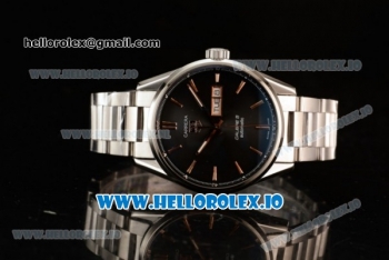 Tag Heuer Carrera Calibre 5 Swiss ETA 2824 Automatic Steel Case Black Dial With Stick Markers Steel Bracelet