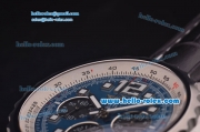 Breitling Chronospace Chronograph Swiss Valjoux 7750 Automatic Steel Case with Blue Dial and Black Leather Strap