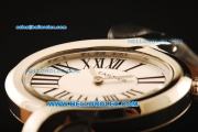 Cartier d'Art Swiss Quartz Steel Case with White Dial and Black Leather Strap