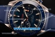 Omega Seamaster Planet Ocean Chrono Swiss Valjoux 7750 Automatic Titanium Case with Blue Dial and Stick Markers (BP)