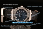 Audemars Piguet Royal Oak Swiss ETA 2824 Automatic Steel Case with Black Leather Strap Stick Markers and Blue Dial ZF Best Edition