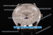 Patek Philippe Grand Complications Perpetual Calendar Miyota Quartz Steel Case with Grey Dial and Silver Stick Markers