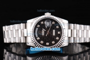 Rolex Day-Date New Model Oyster Perpetual with Black Dial and Diamond Marking