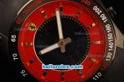 Ferrari Lap Time Chronograph Quartz Movement PVD Case with Red/Black Dial and Black Rubber Strap
