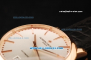 Vacheron Constantin Patrimony Swiss ETA 2836 Automatic Movement Rose Gold Case with Stick Markers and Alligator Strap