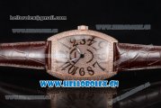 Franck Muller Casablanca Asia Automatic Rose Gold/Diamonds Case with Diamonds Dial and Brown Leather Strap (ZF)