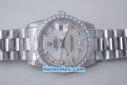 Rolex Day-Date Oyster Perpetual Automatic Diamond Bezel with White Dial-Big Calendar