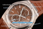 IWC Ingenieur Asia ST Automatic Steel Case with Brown Rubber Strap Stick Markers and Brown Dial