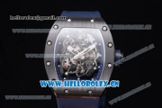 Richard Mille RM 055 Miyota 9015 Automatic PVD Case with Skeleton Dial Dot Markers and Blue Rubber Strap