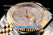 Rolex Datejust II Asia 2813 Automatic Two Tone Case/Bracelet with Grey Dial and Diamonds Markers (BP)