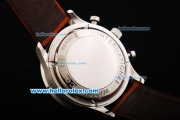 IWC Portuguese Chronograph Quartz Movement Steel Case with White Dial and Brown Leather Strap