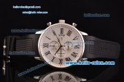 IWC Portuguese Chrono Japanese Miyota OS10 Quartz Stainless Steel Case with Black Rubber Strap and White Dial Roman Markers