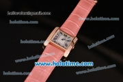 Cartier Tank Anglaise Swiss Quartz Rose Gold Case with Blue Leather Strap White Dial and Diamond Bezel